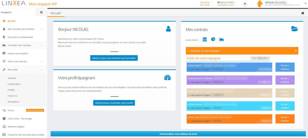 Avis Linxea avenir 2 interface