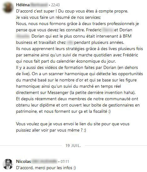 linkedin arnaque escroc trading scanner harmonique