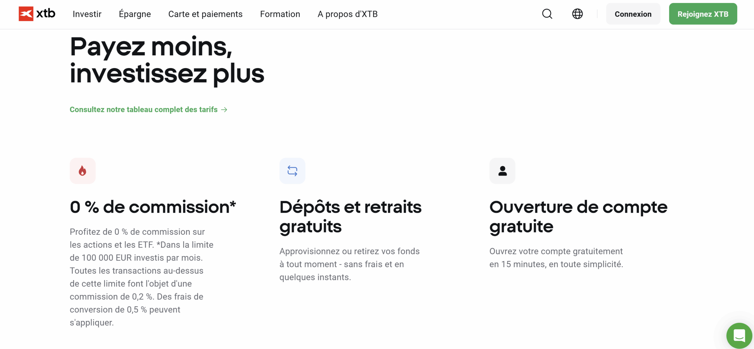 xtb frais