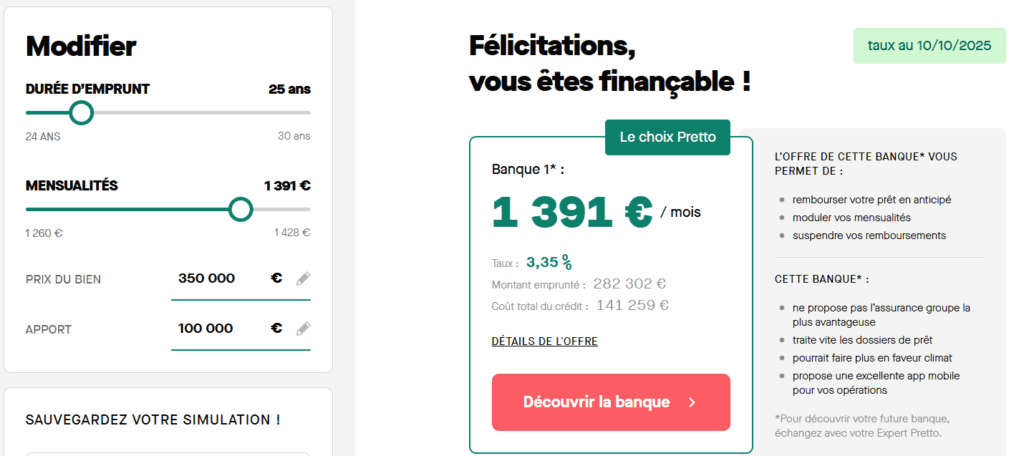 Pretto simulation avis