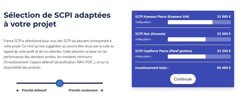 Projet France SCPI simulateur