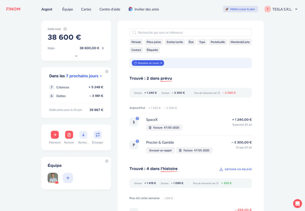 Avis interface Finom
