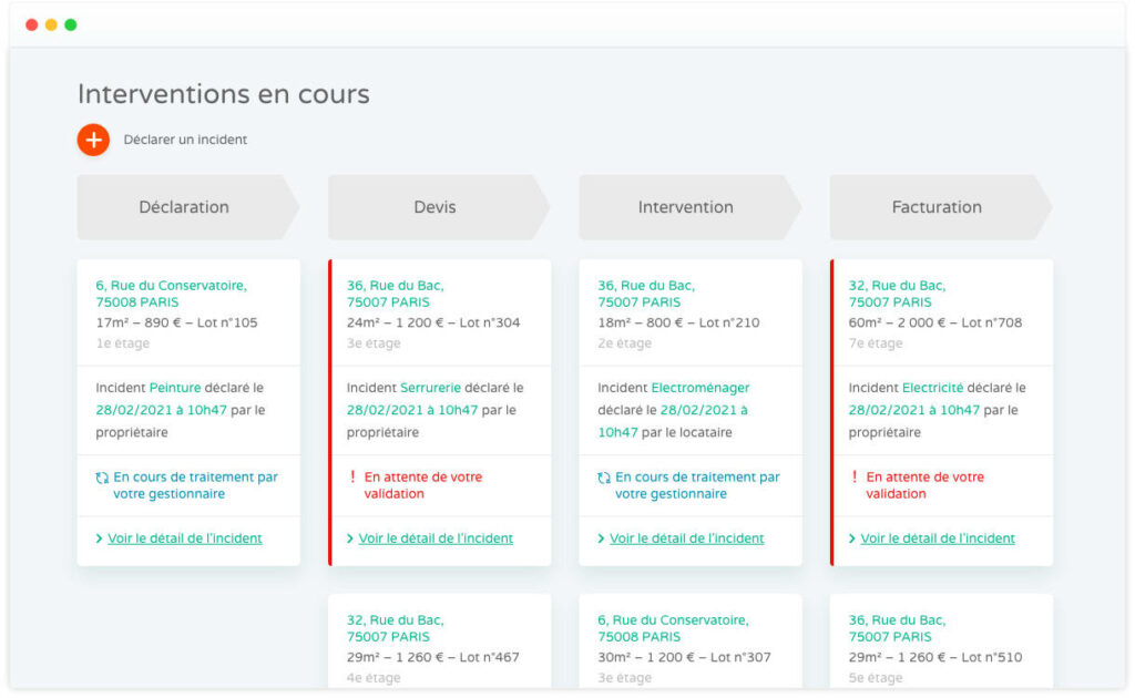 Flatlooker gestion des travaux