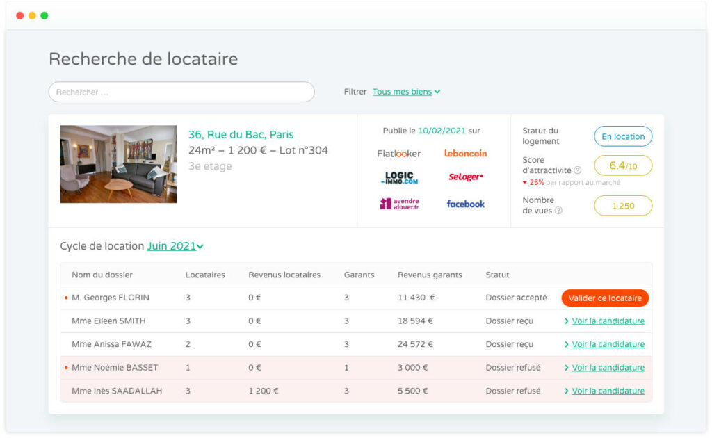 Flatlooker choix et sélection locataire