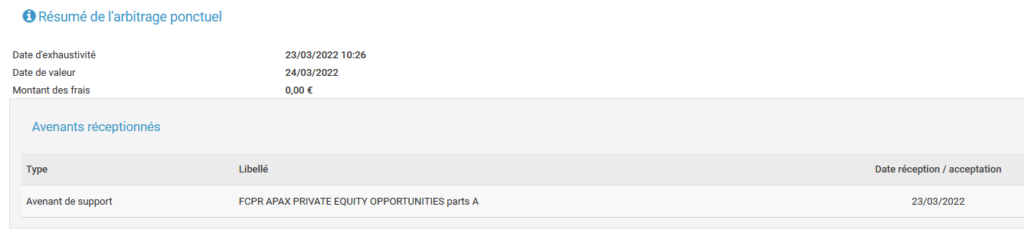 Arbitrage vers APAX