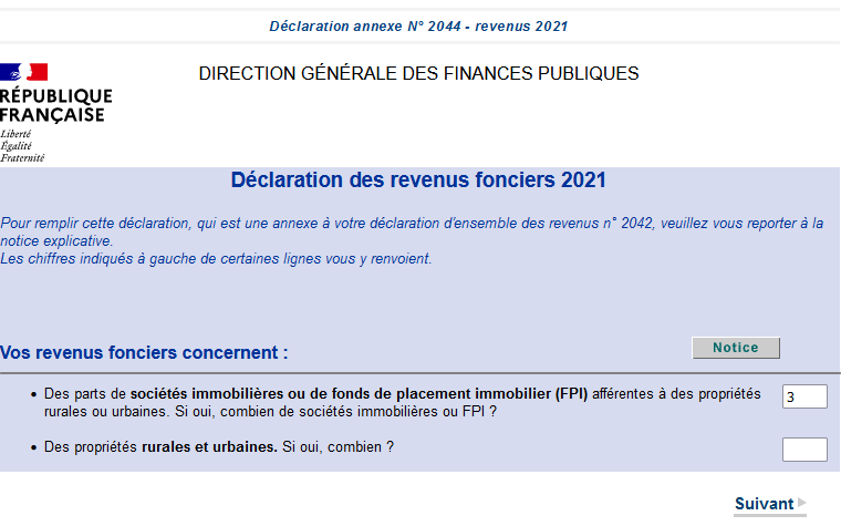 Déclaration revenus 2044