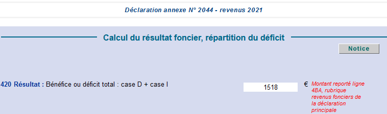 Résultat foncier SCPI