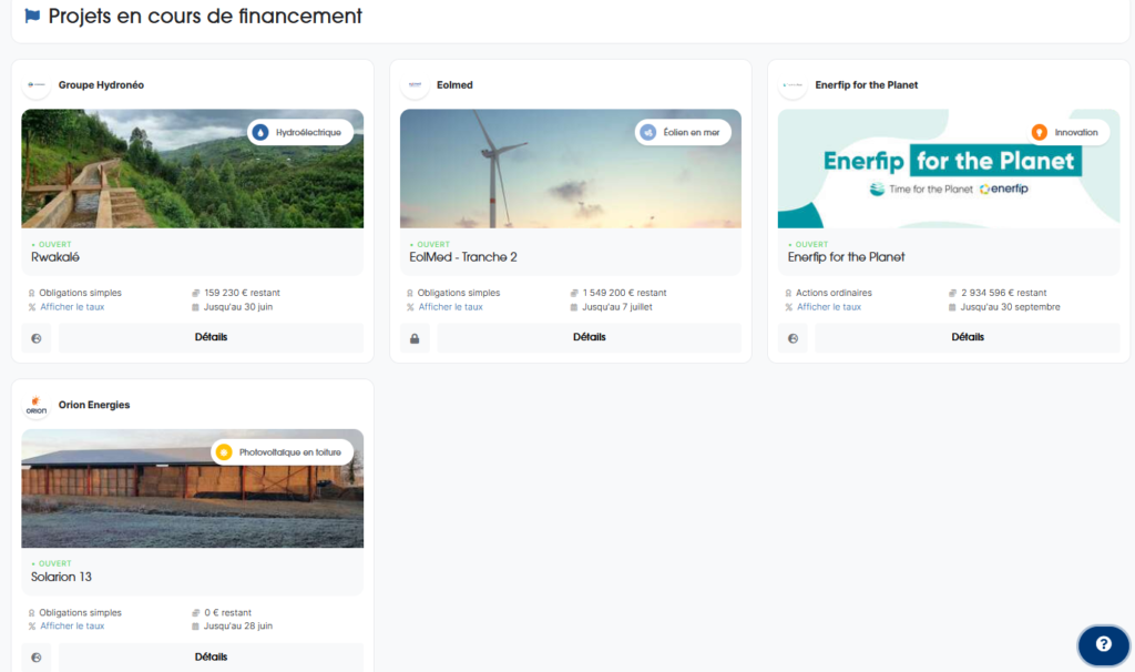 Enerfip projets en cours