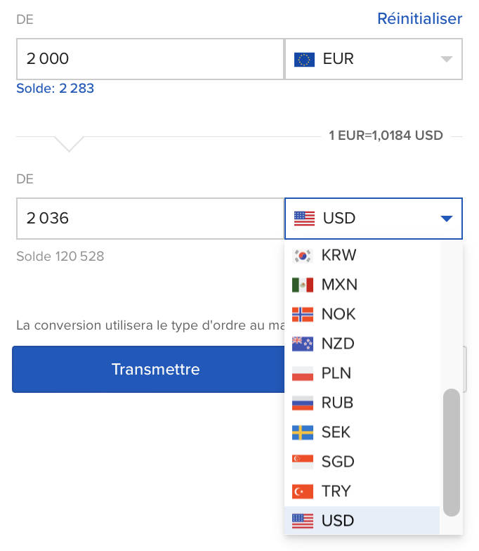 Conversion devise Interactive Brokers