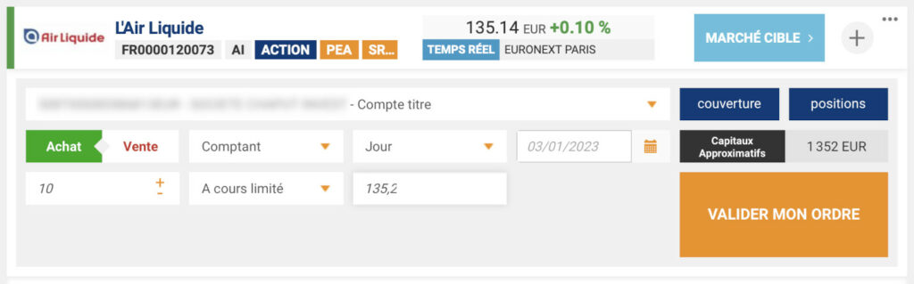 Passer un ordre d'achat sur son PEA