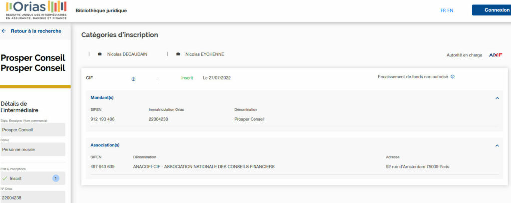 Conseiller en gestion de patrimoine ORIAS