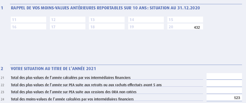 Moins-value reportable 2074