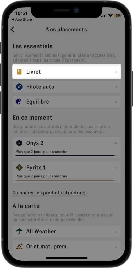 Choix placement Cashbee