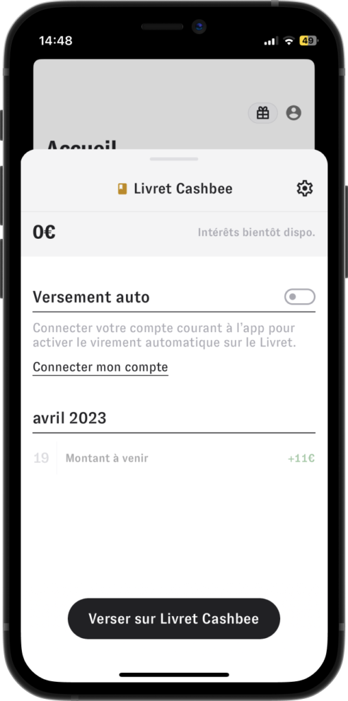 Versement livret Cashbee