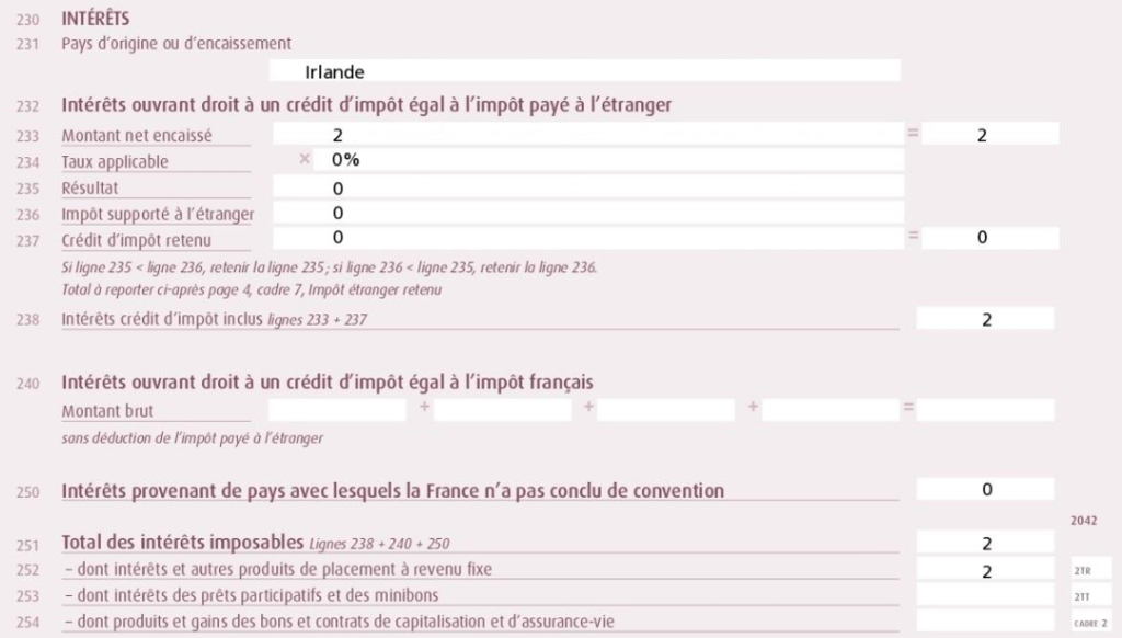 Déclaration intérêts étrangers CTO formulaire 2047