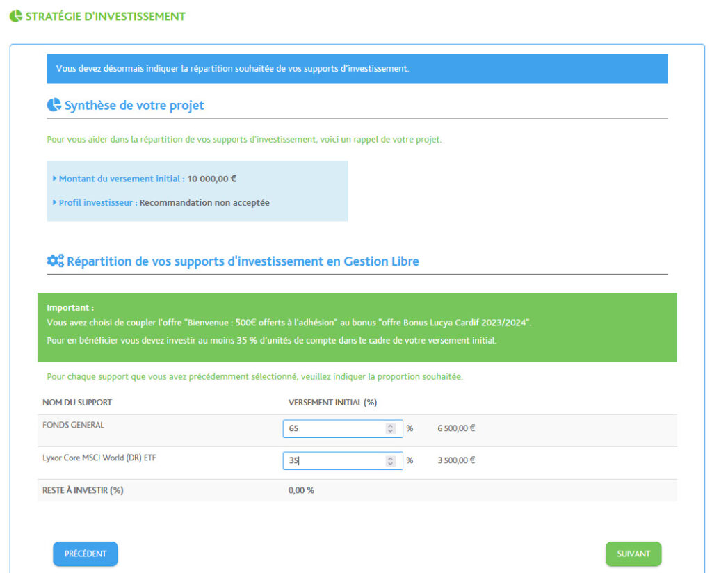Stratégie investissement Lucya Cardif