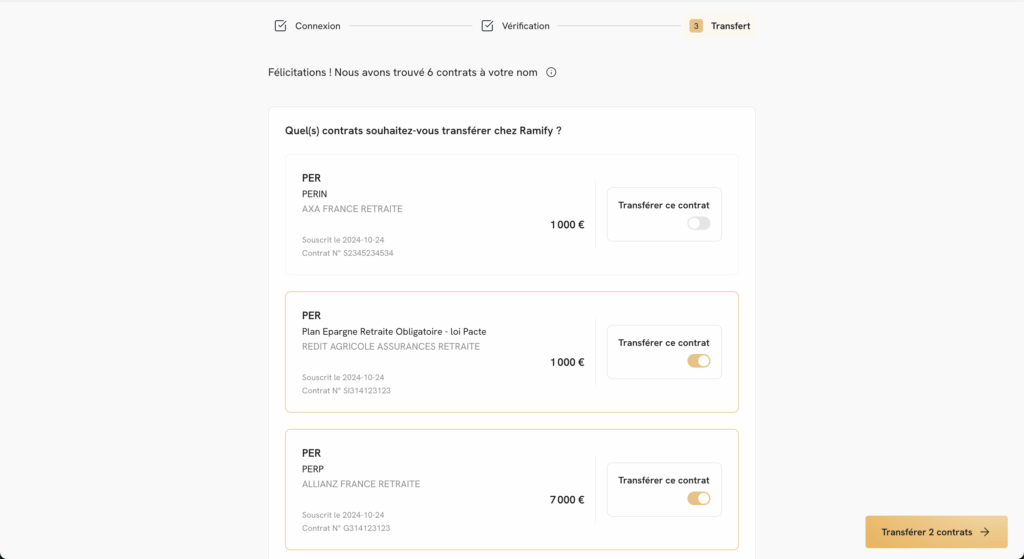 transfert PER Ramify