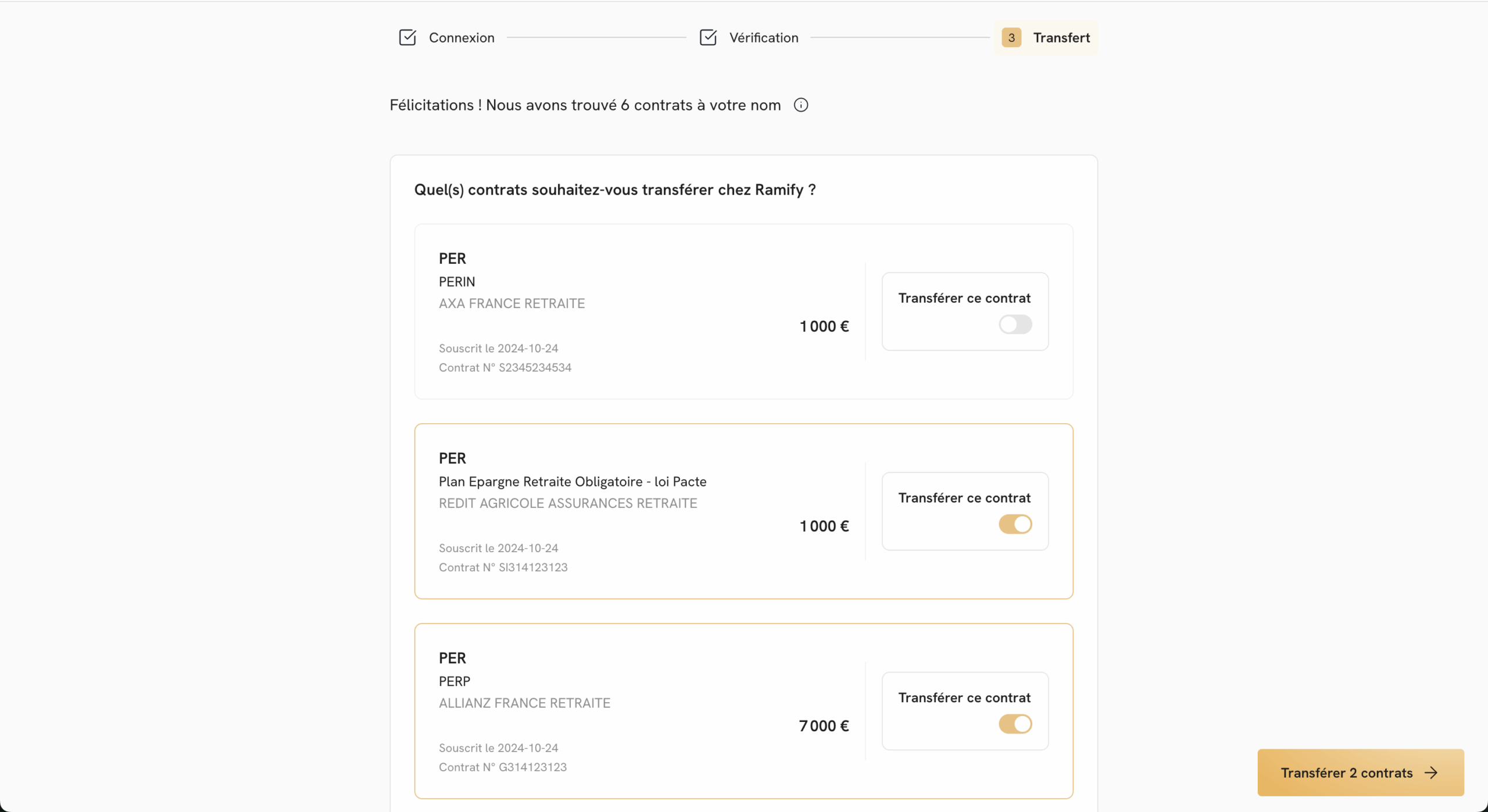 transfert PER Ramify
