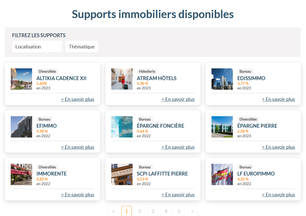 Choix de SCPI sur Linxea Spirit 2