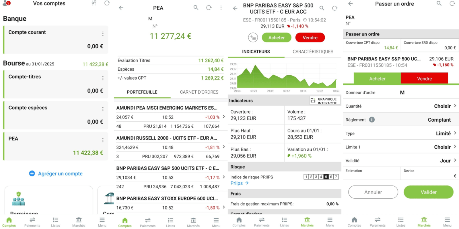 Interface mobile PEA Fortuneo